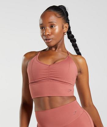 Dámské Sportovní Podprsenky Gymshark Elevate Longline Růžové Hnědé | CZ 3442BEX